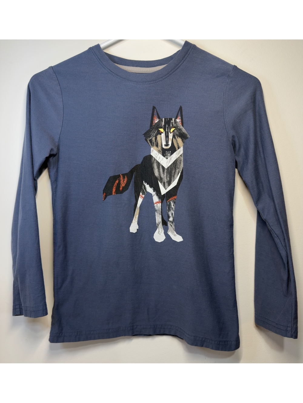 Tea Collection kids Long Sleeve Blue Cotton Boys Shirt with Wolf Graphic Size 1